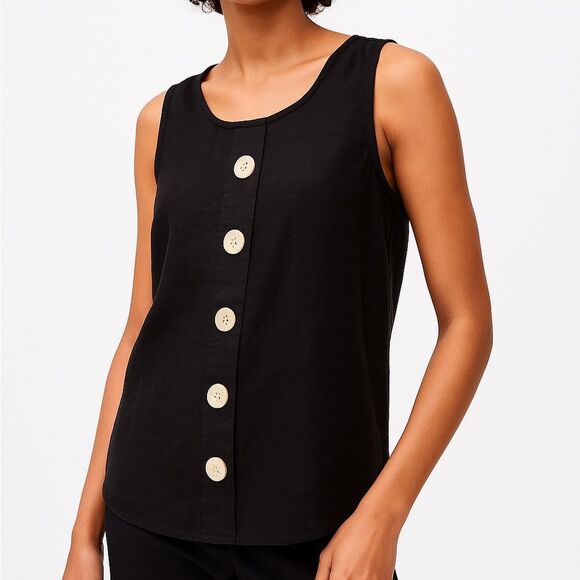 Vince Camuto Black Sleeveless Button Front Tank Top - Picture 1 of 10